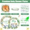 96Pcs Safari Jungle Baby Shower Party Supplies Green Wild Animals-Serves 24 (Green, White, Yellow)